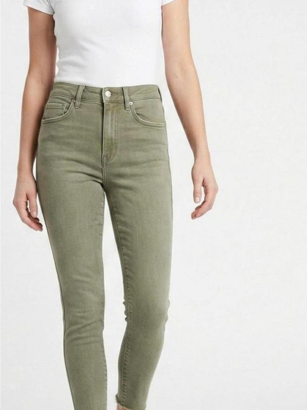 Free People High-Rise Skinny Jeans in Olive